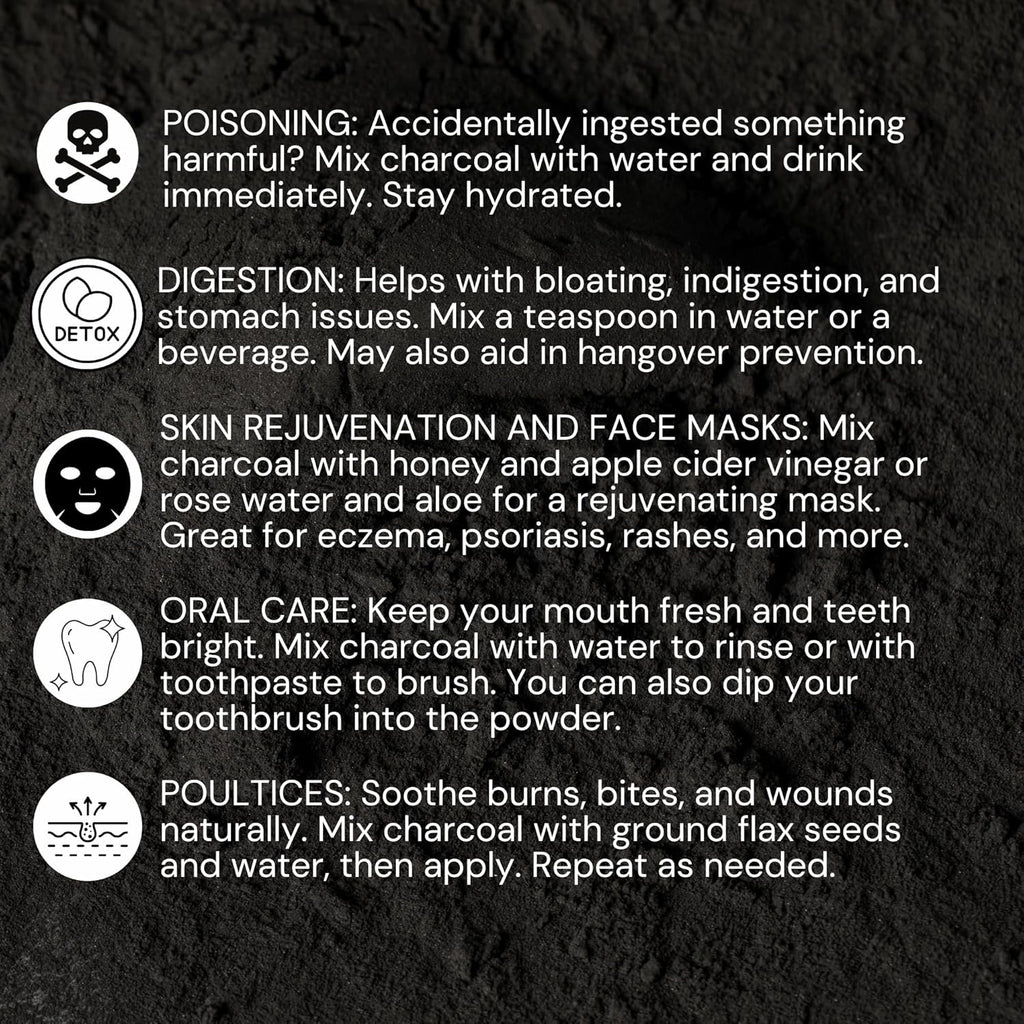 Activated Hardwood Charcoal Powder by Schizandu Vegan 100% | Supports Skin, Body, Teeth Whitening 2-Packs