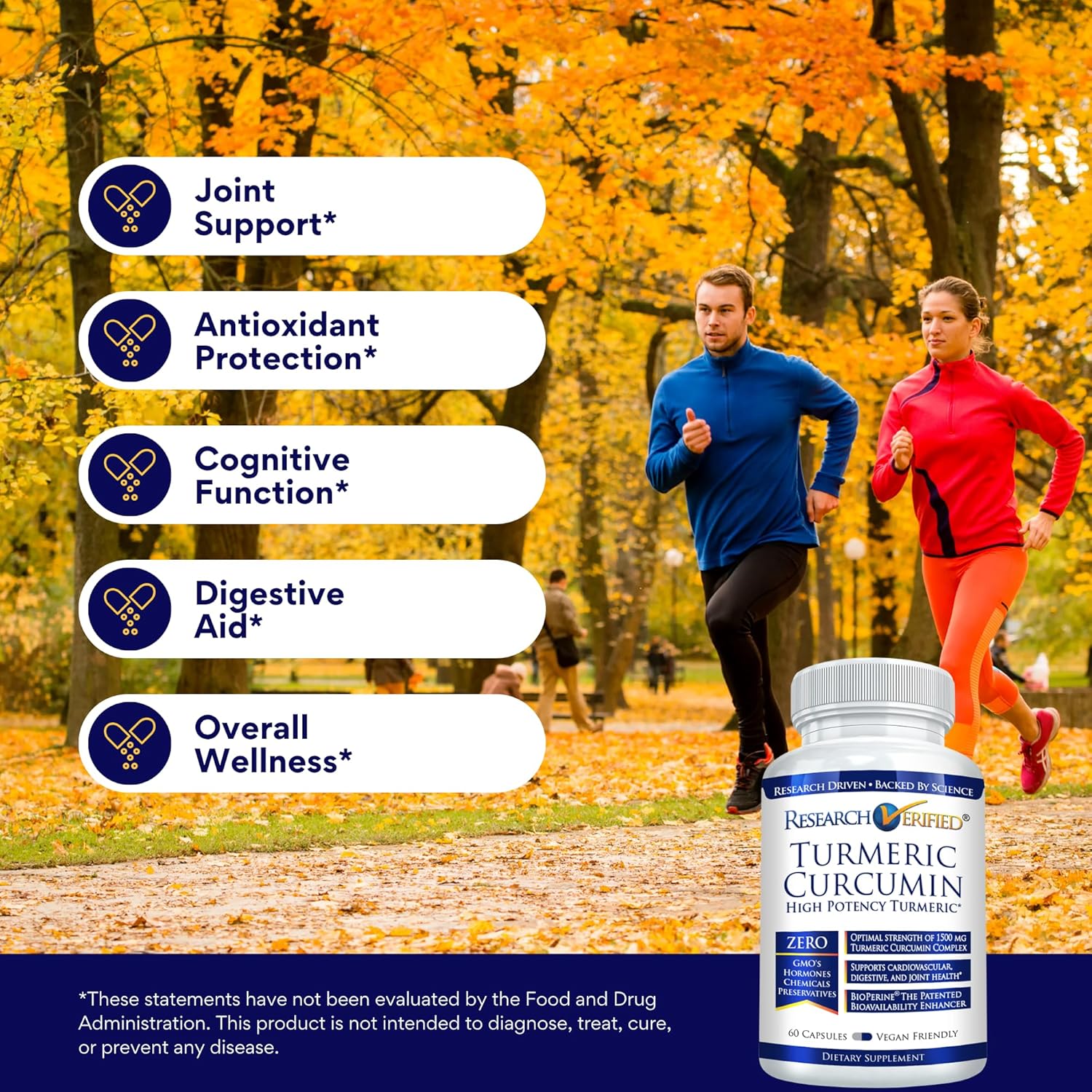 Research Verified Turmeric Curcumin - Lift Mood, Boost Antioxidant Levels, Protect Immune System - BioPerine - 60 Capsules - Made in The USA