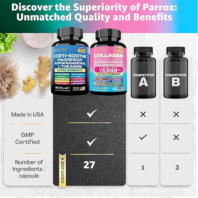 Shining Serenity Set, Calm & Collagen Bundle with Magnesium, Ashwagandha, L-Theanine, Multi Type Collagen, Biotin, Keratin & Hyaluronic Acid, Daily Mood & Beauty Support, 2 Bottle Pack