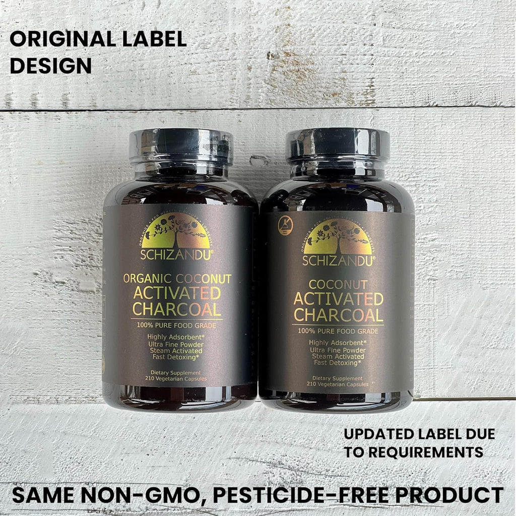 Activated Coconut Charcoal Capsules- Supports Health - Vegan, Organic, Non-GMO, No Additives - X-Large Bottle 210 Count - Pack of 2