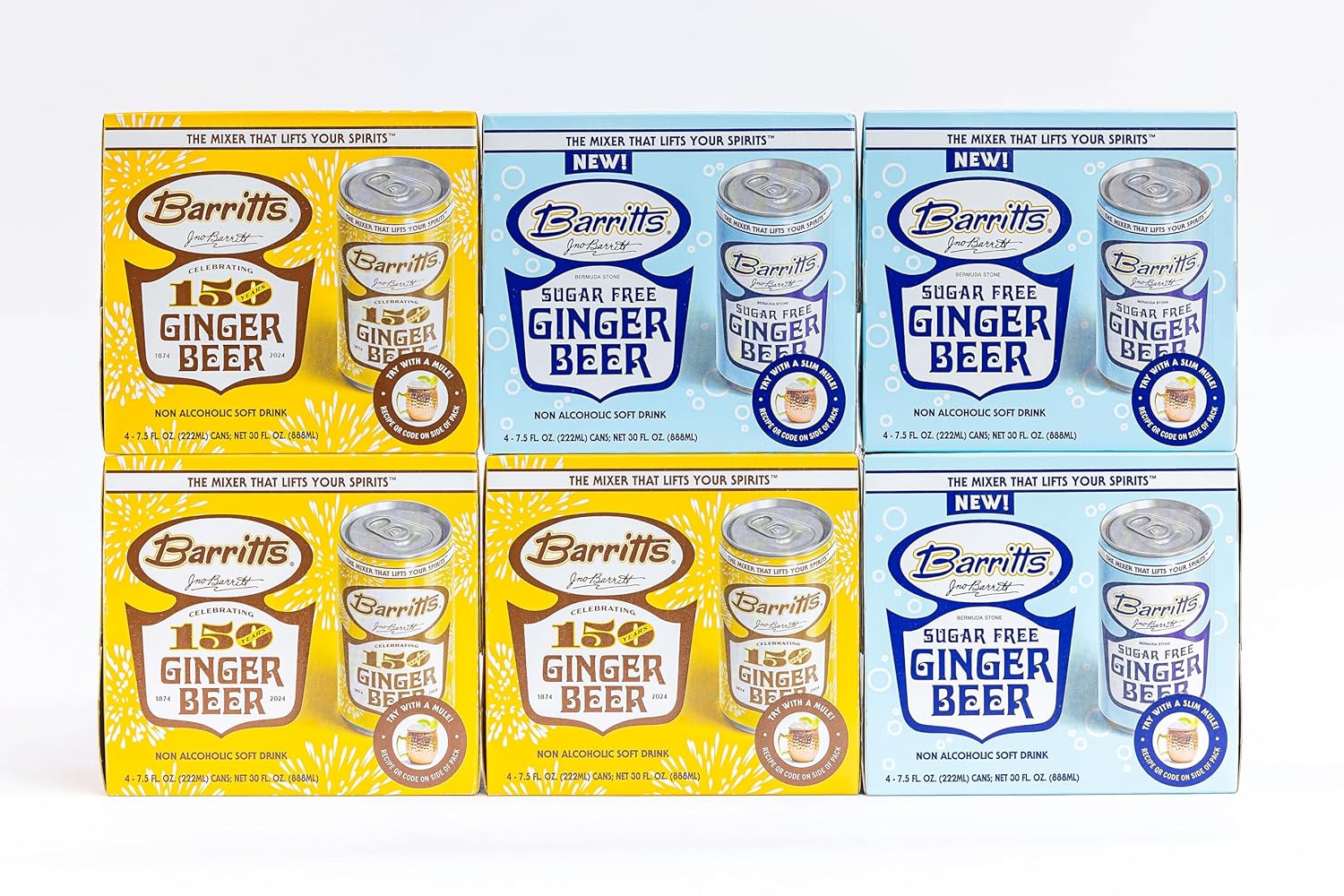 Barritt's Mixers - Ginger Beer Mix, Non-Alcoholic Soda Cocktail Mixer, 7.5 fl oz Cans, 24 Pack, Mini