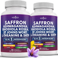 NEW AGE Saffron Supplements with Ashwagandha - Support with L-Theanine, Ginkgo Biloba, St. John's Wort, Rhodiola Rosea & 5-HTP - Saffron 120 Count
