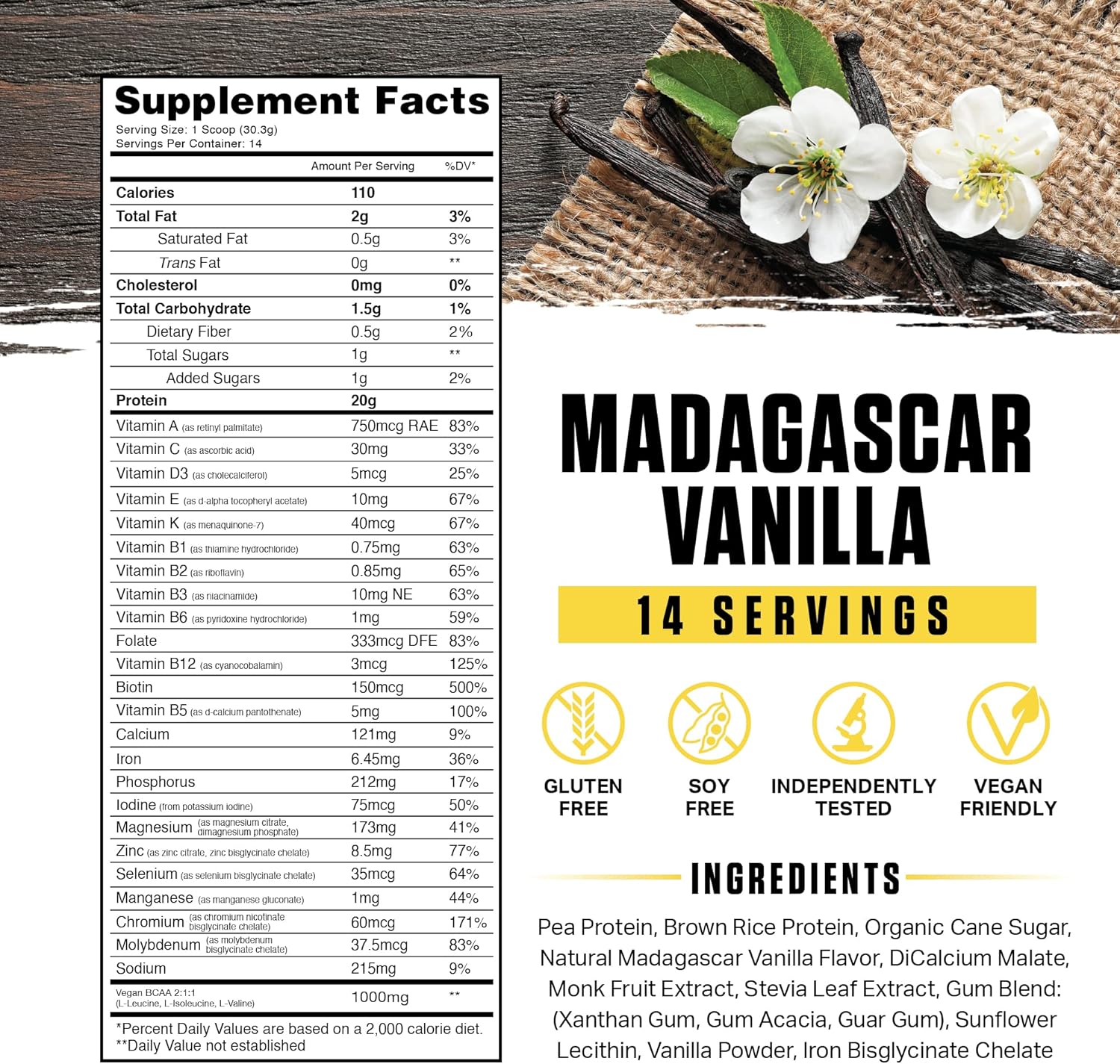 Ambrosia Planta - Premium Organic Plant-Based Protein | Vegan & Keto Friendly | Gourmet Flavors with No Bloating or Stomach Upset | Gluten & Soy Free | No Added Sugar | 14 Servings | (Vanilla)