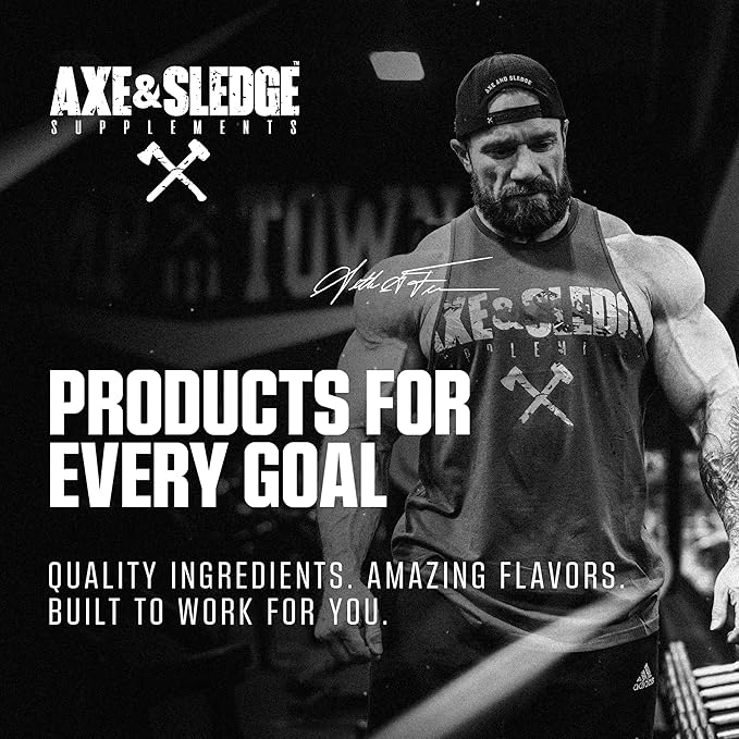 Axe & Sledge Hydraulic Stim-Free Pre-Workout Powder for Men & Women | Performance, Stamina, Focus, Pumps | L-Citrulline, Beta Alanine, Creatine, Caffeine-Free, Deadlifts & Gummy Bears