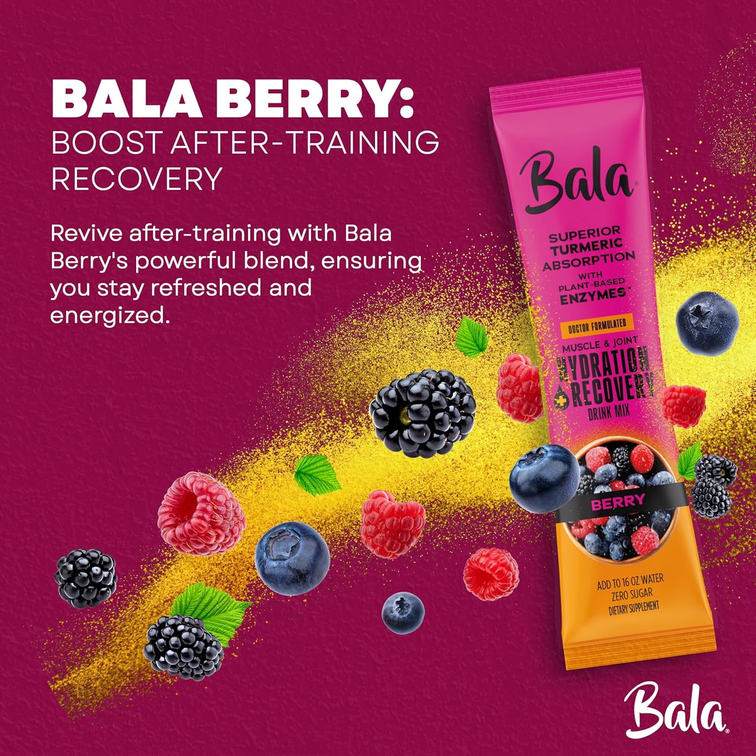 BALA Enzyme Hydration & Sugar-Free Drink Mix Powder - may contributes to overall wellness - Berry 0.25oz (30 Count)