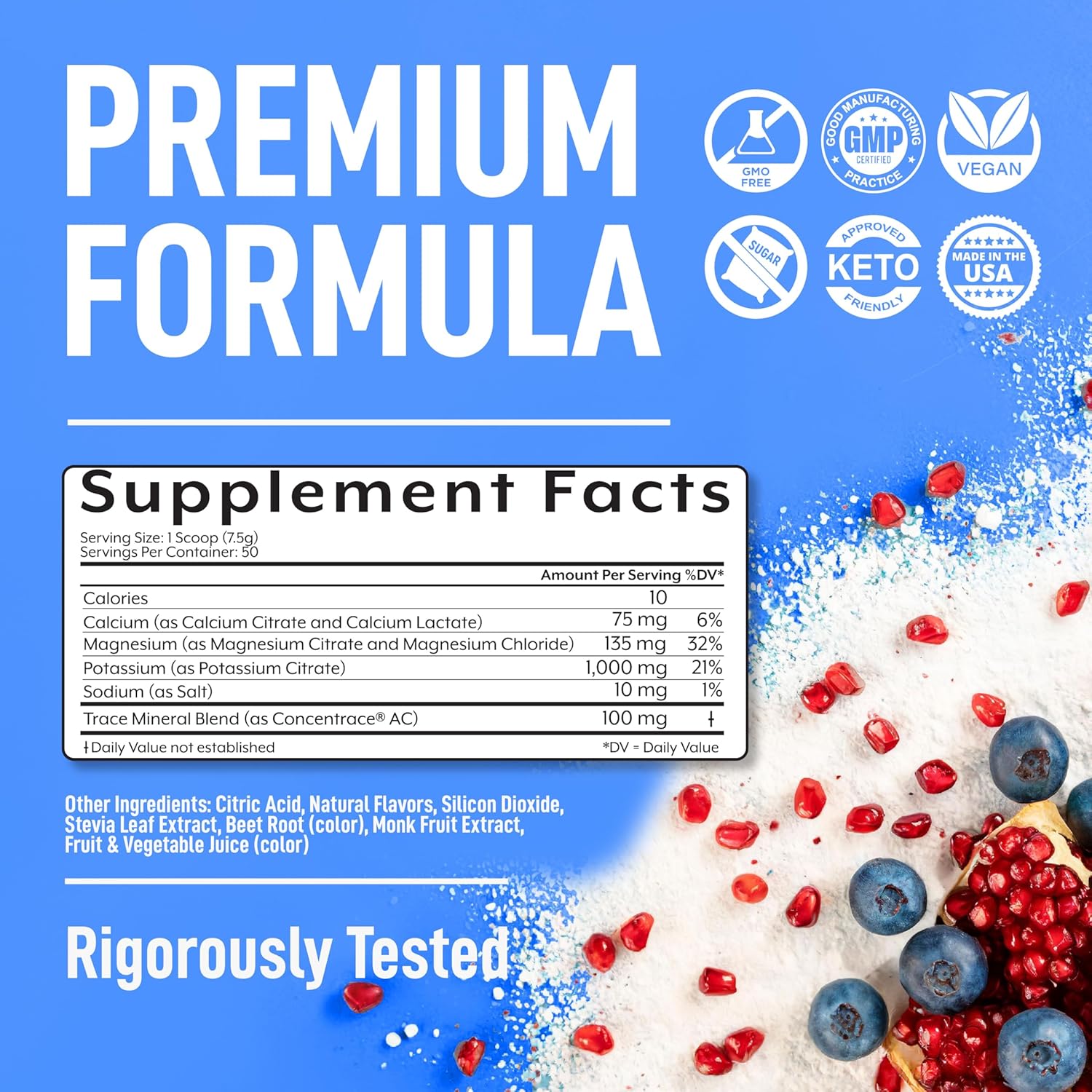 Keppi Electrolytes Powder – Blueberry Pomegranate Flavor – No Sugar Hydration Supplement with Potassium, Magnesium, Sodium – 50 Servings – Keto, Vegan, Fasting-Friendly, Zero Calorie Electrolyte Drink