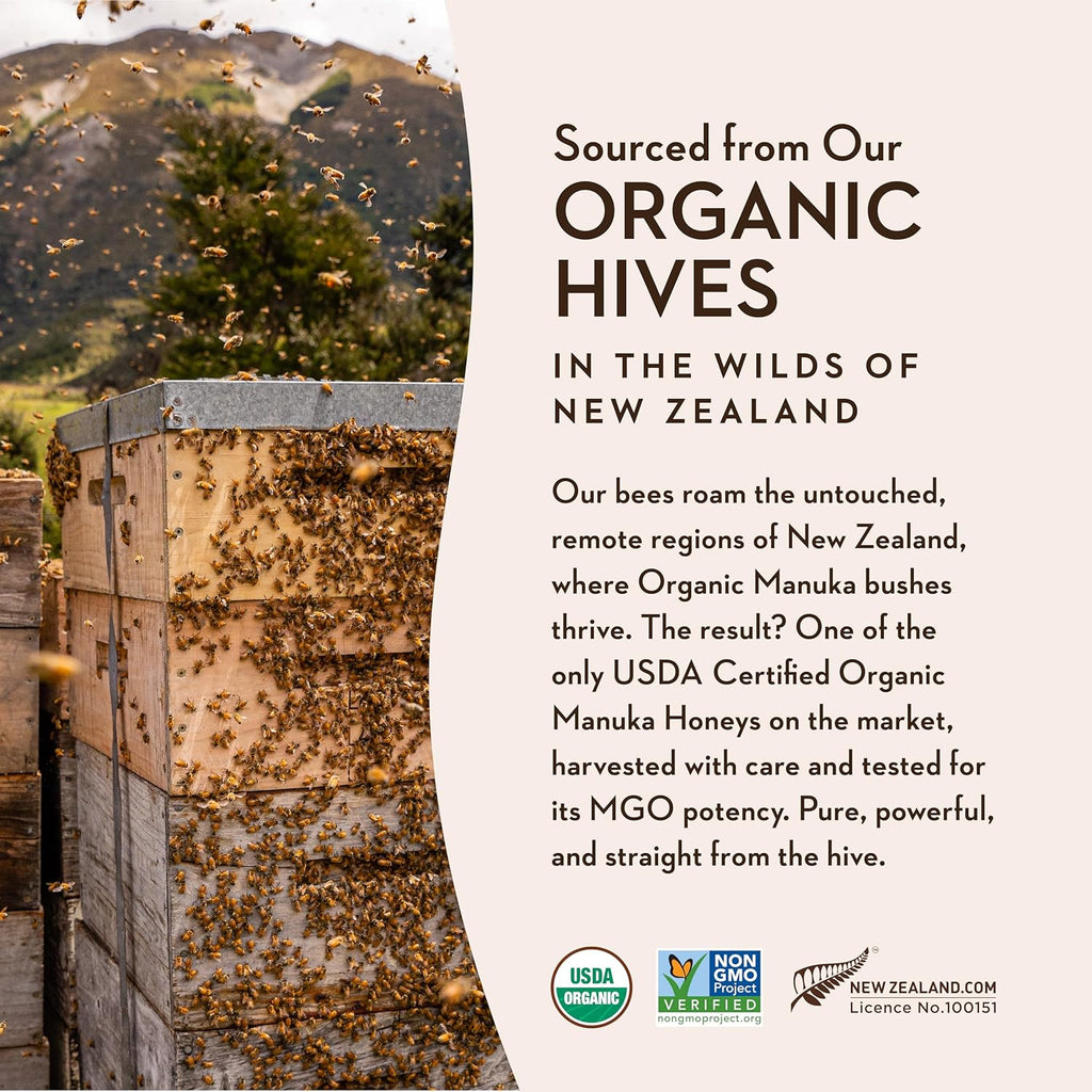 Wedderspoon Raw Premium USDA Certified Organic Manuka Honey, 50+ MGO, 8.8 Oz, Unpasteurized New Zealand Honey, From Our Hives to Your Home
