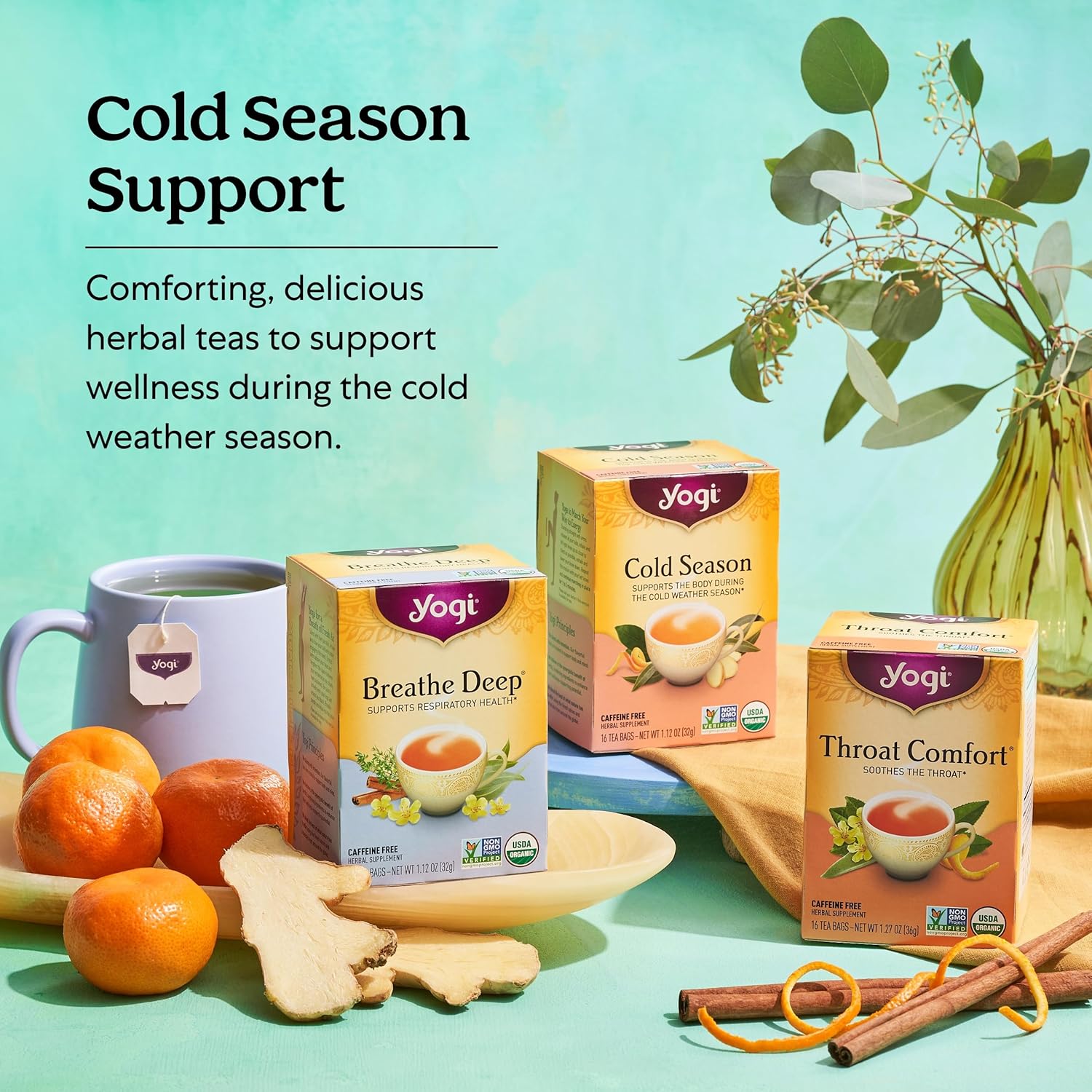 Yogi Tea Breathe Deep Tea - 16 Tea Bags per Pack (4 Packs) - Organic Respiratory Tea - Supports Respiratory Health - Includes Licorice Root, Eucalyptus Leaf, Ginger Root & Cinnamon Bark