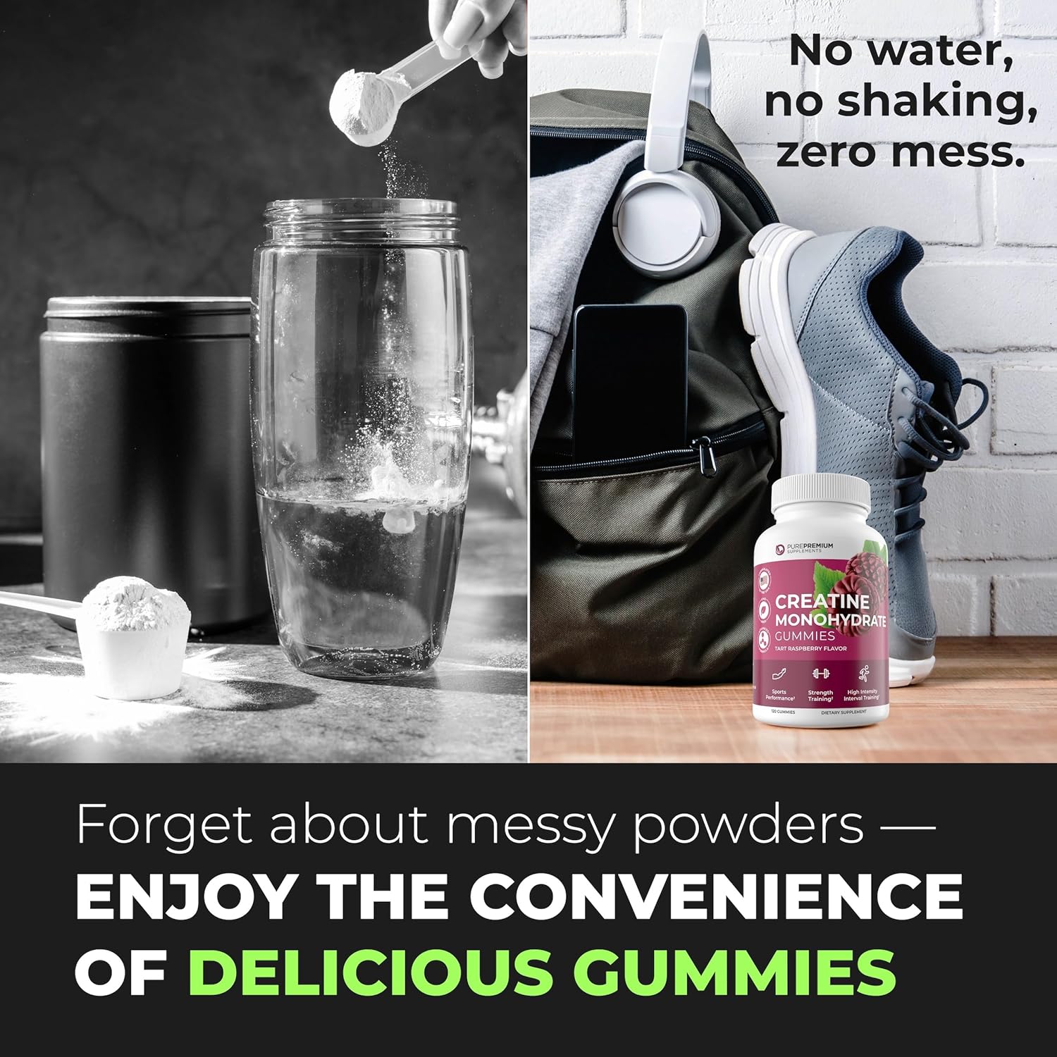 PurePremium Creatine Supplements for Men/Women - Non-GMO Creatine Monohydrate Gummies 5g for Strength, Endurance Support, Muscle Recovery - 120 Gummies