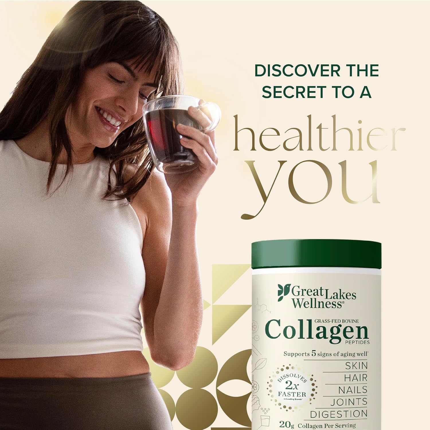 Great Lakes Wellness Collagen Peptides Powder for Skin, Hair, Nails, Joints & Digestion - Unflavored - Quick Dissolve Hydrolyzed, Non-GMO, Keto, Kosher - 4 lb. Value Pouch