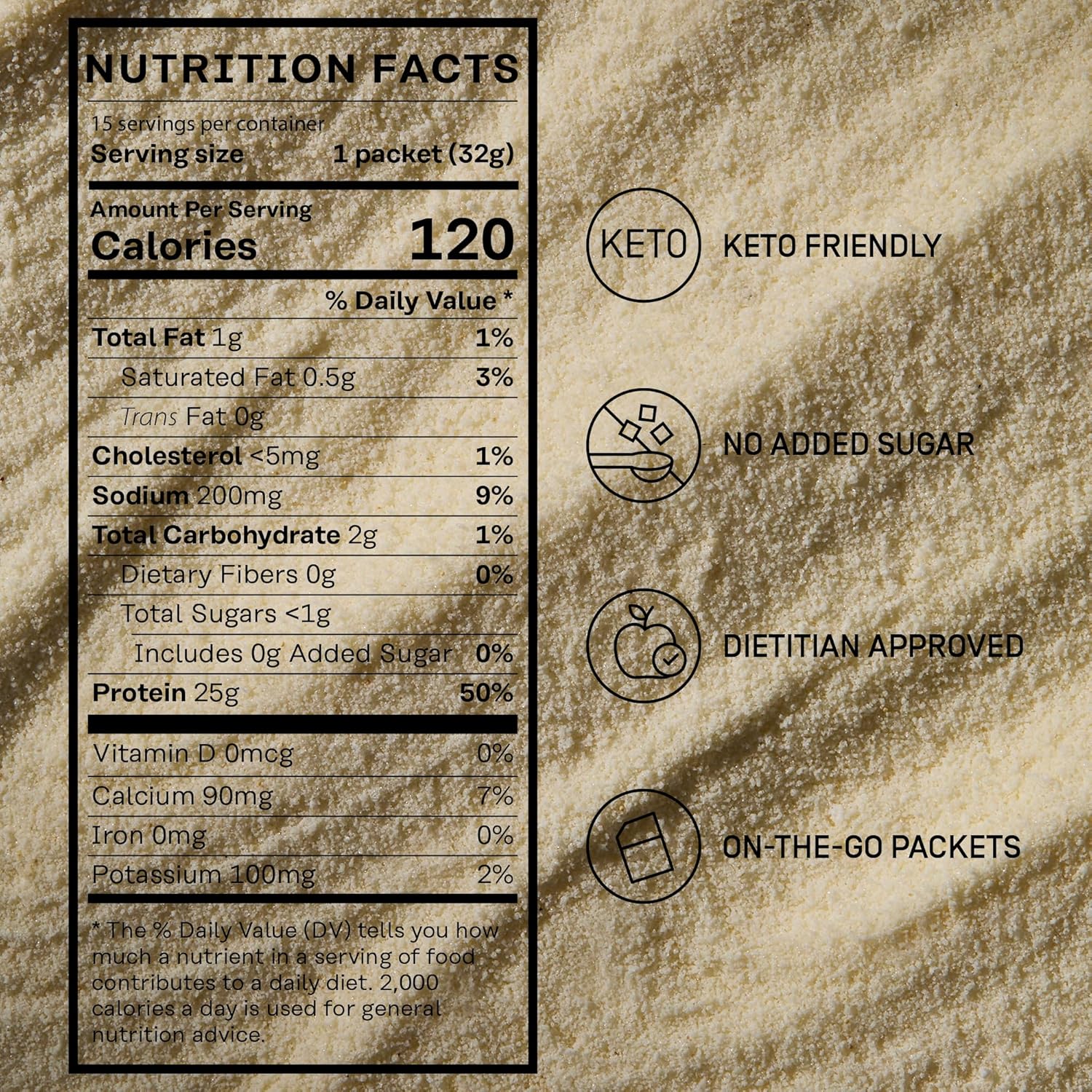 Whey Protein Powder | 100% Whey Isolate | 25g Protein & 6.3g BCAAs | Low Carb & Keto-Friendly | No Added Sugar (15 Packets, Vanilla)