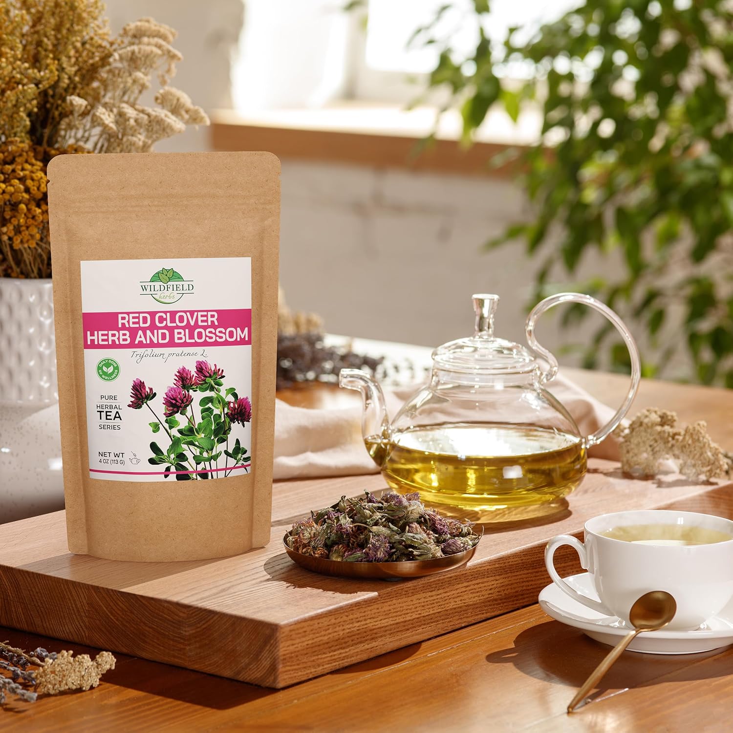 4 oz. Red Clover Tea Red Clover Herb Dried Blossom Flower Petals (Trifolium Pratense) - 113g Dried Cut Herb Bulk Herbal Tea Trebol Rojo