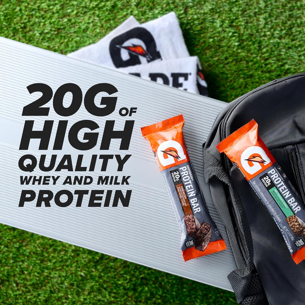 Gatorade Whey Protein Bars, Mint Chocolate Crunch, 2.8 oz bars (Pack of 12, 20g of protein per bar)