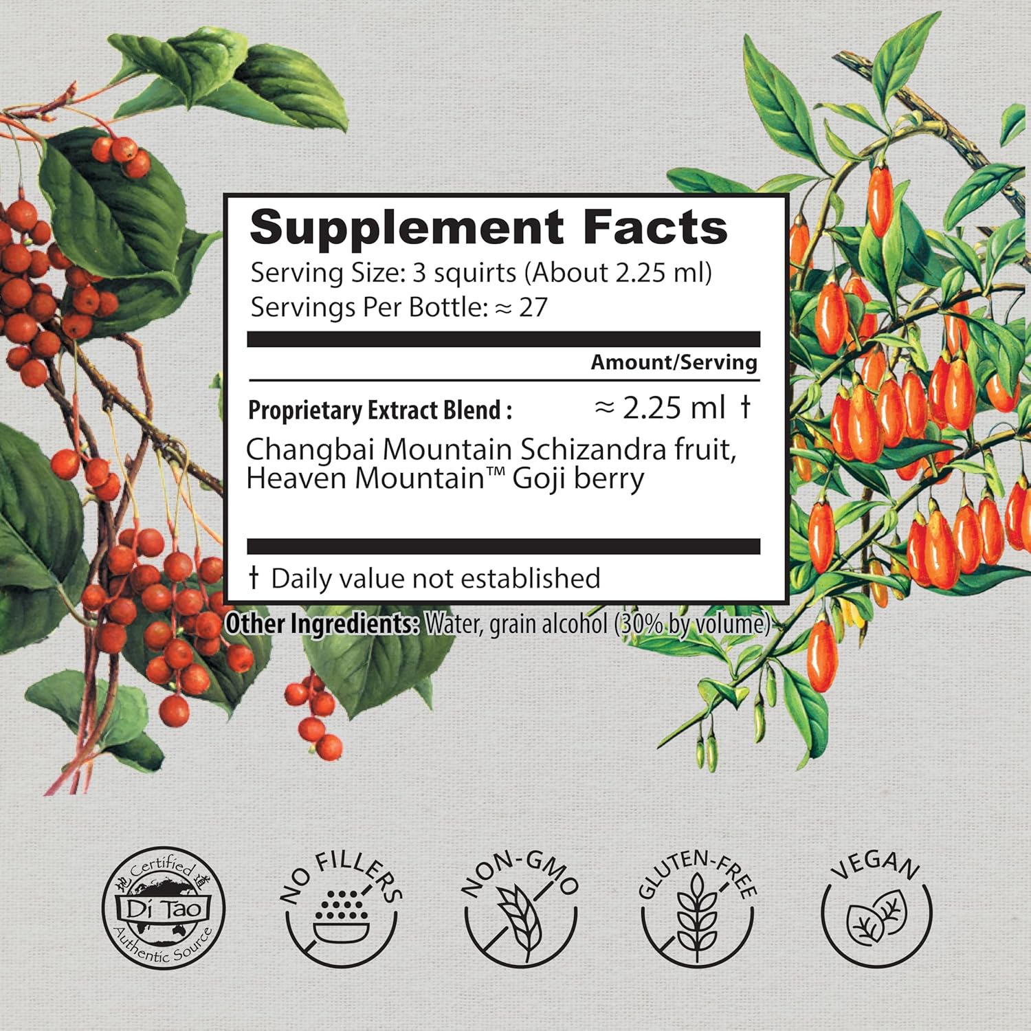 Dragon Herbs Goji Berry & Schizandra Drops • Triple Extractions • for Eye, Skin, Lung & Healthy Aging Support, Beauty Tonic • Super Potency • Fast Acting • 2 fl oz, 60 mL • Tincture Supplement