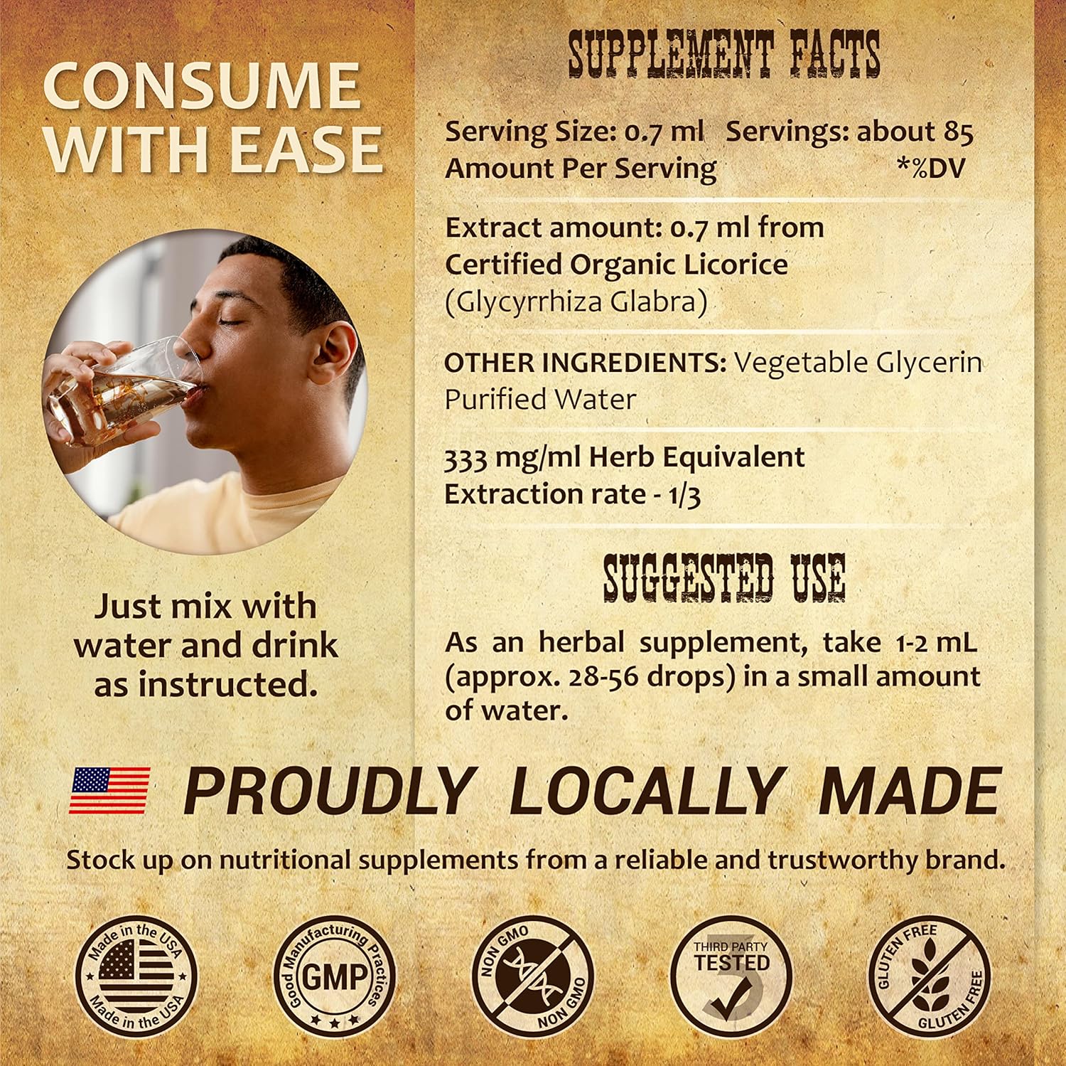 Licorice Root Extract – Organic Licorice Root Liquid Supplement – Pure Glycyrrhiza Glabra for Digestive, Respiratory, Adrenal & Immune Support – 2 Fl Oz – Vegan, Non-GMO, Gluten-Free