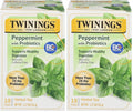 Twinings Superblends Probiotics+ Peppermint & Fennel Herbal Tea, 250 Million CFUs per Cup, 18 Tea Bags (Pack of 2), Naturally Caffeine-Free, Enjoy Hot or Iced
