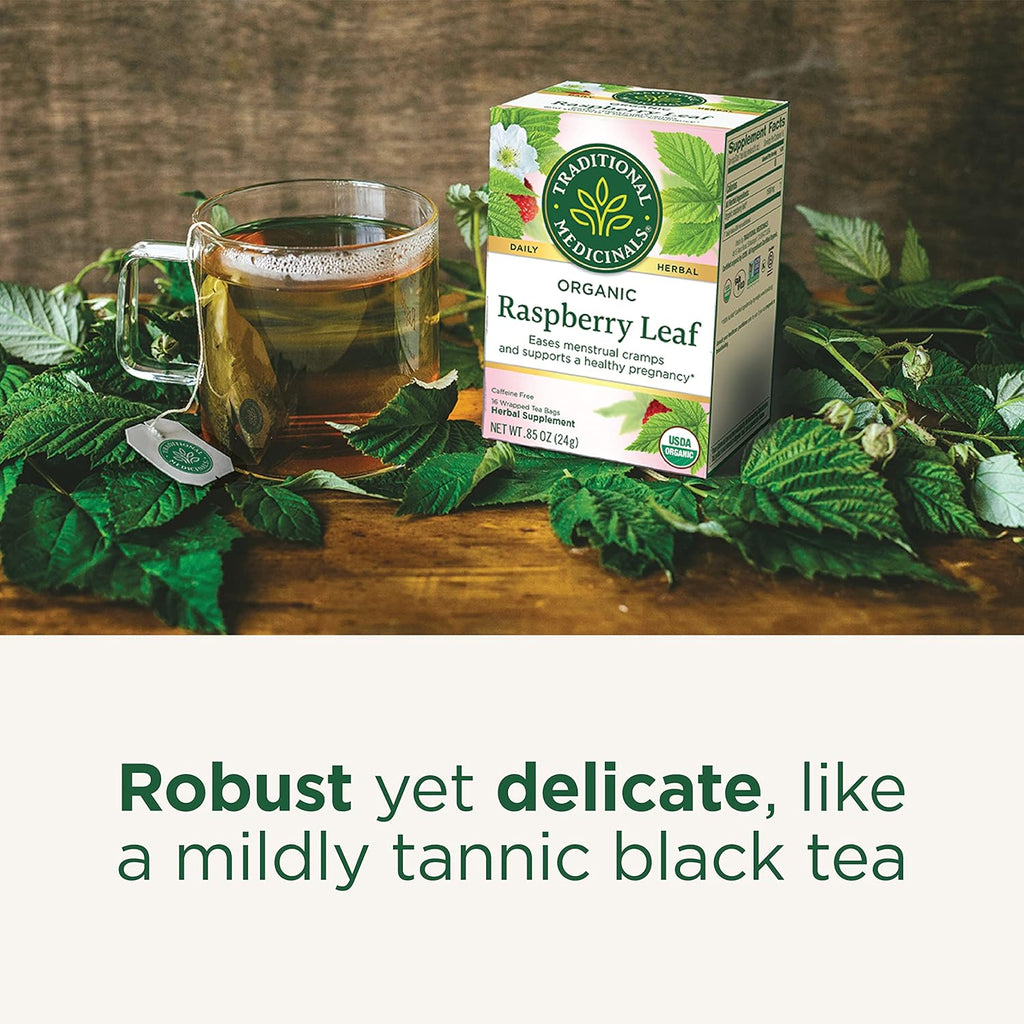 Traditional Medicinals Organic Raspberry Leaf Tea, Supports Healthy Pregnancy and Soothes Menstrual Cramps, (Pack of 6) - 96 Tea Bags Total