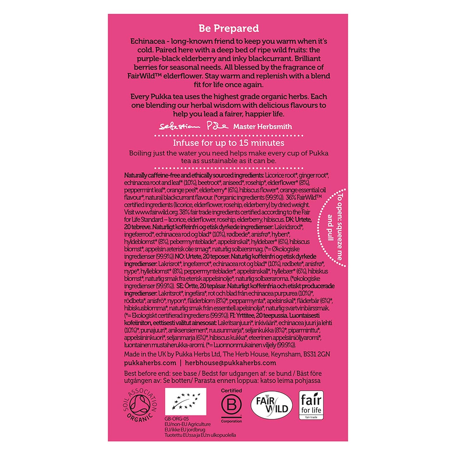 Pukka Elderberry & Echinacea Organic Herbal Tea, Perfect for Wellness Support, Caffeine Free, 20 Total Tea Bags