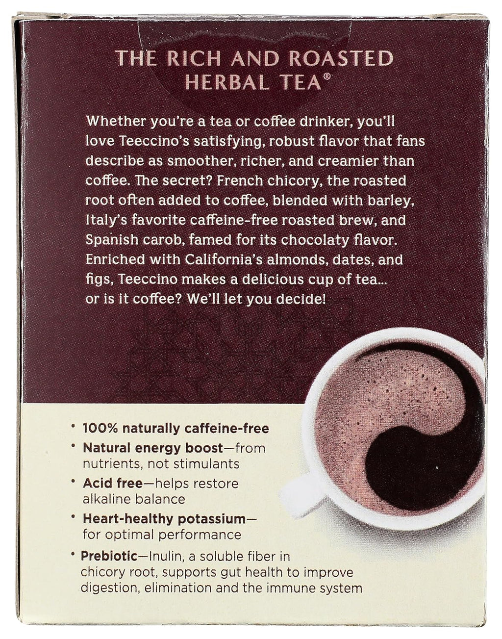 Teeccino Snickerdoodle Herbal Tea - Dessert Beverage That’s Prebiotic, Caffeine-Free & Acid Free, 10 Tea Bags