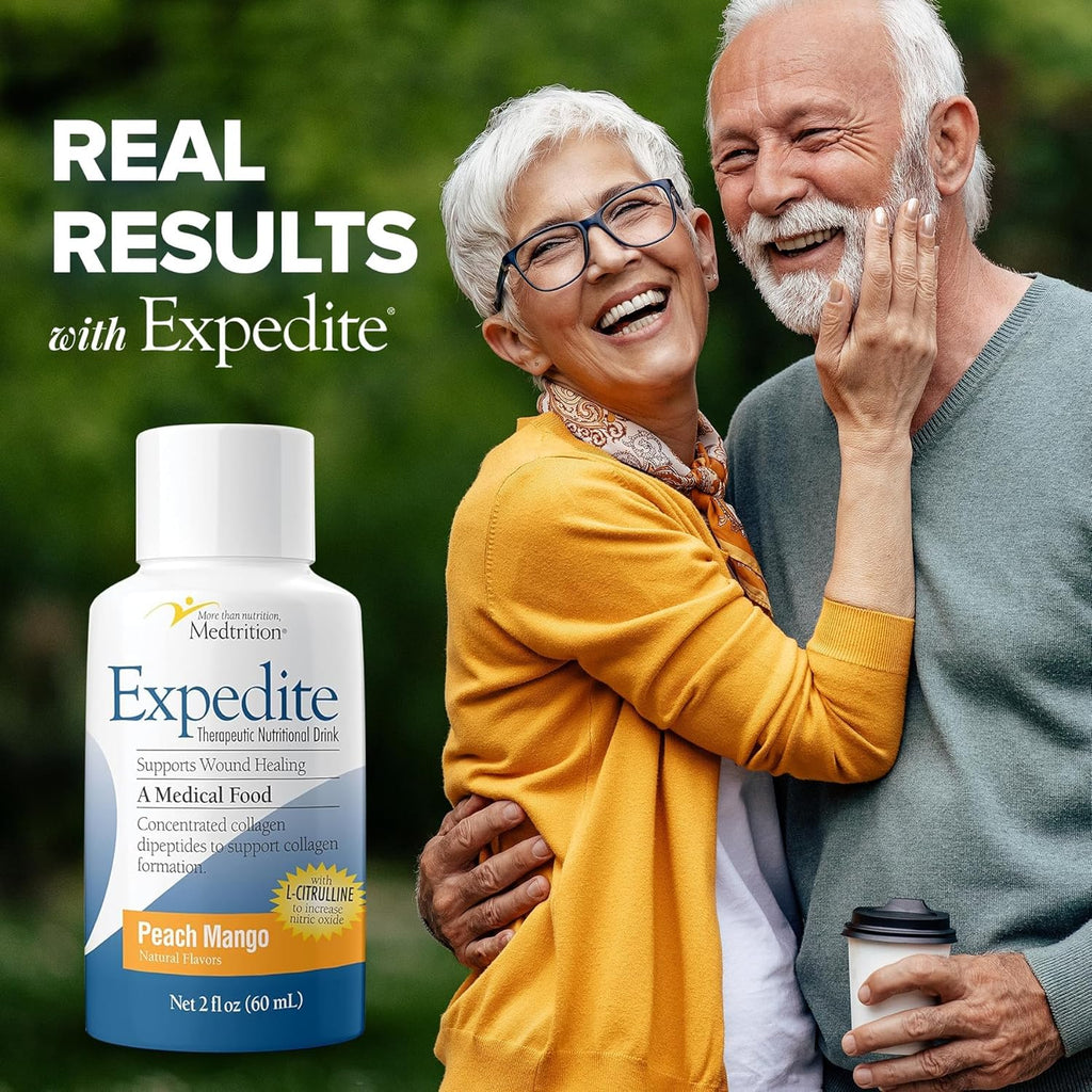 Medtrition Expedite Liquid Collagen - 30x More Collagen Peptides Than Powders, Supports Wound Healing, Surgery Recovery, Diabetic Foot Ulcers, Skin Health and More (Pack of 24 Bottles)