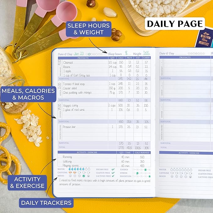 Legend Wellness Planner & Food Journal – Daily Diet & Health Journal with Weight Loss, Measurement & Exercise Trackers – Lifestyle & Nutrition Diary – Lasts 6 Months, A5 size – Mystic Blue