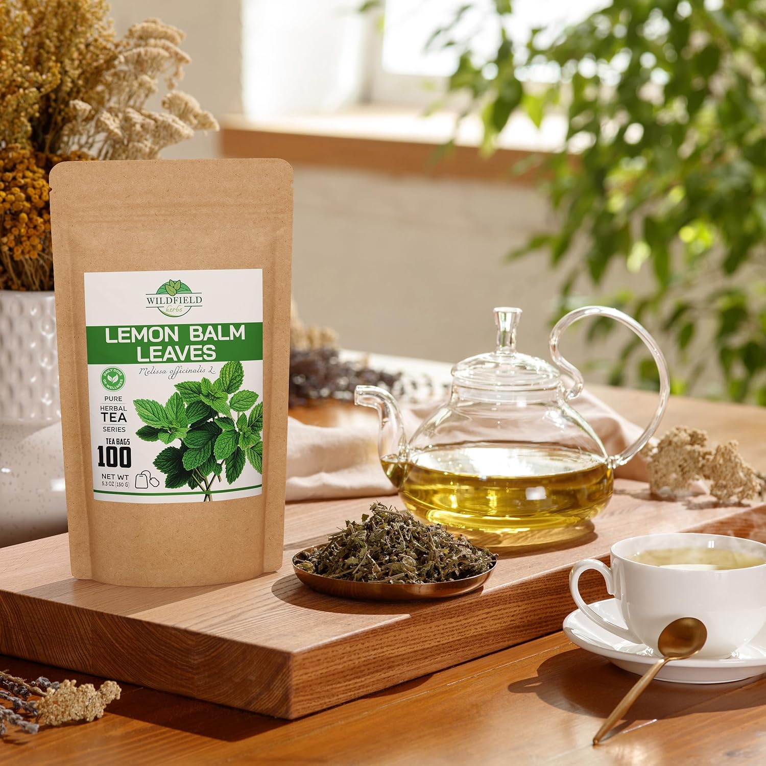 100 Bags Dried Lemon Balm Herb Frontier Loose Lemon Balm Tea (Melissa Officinalis Tea) - 100 Count 1.5 g Bags Melissa Herb Te De Toronjil