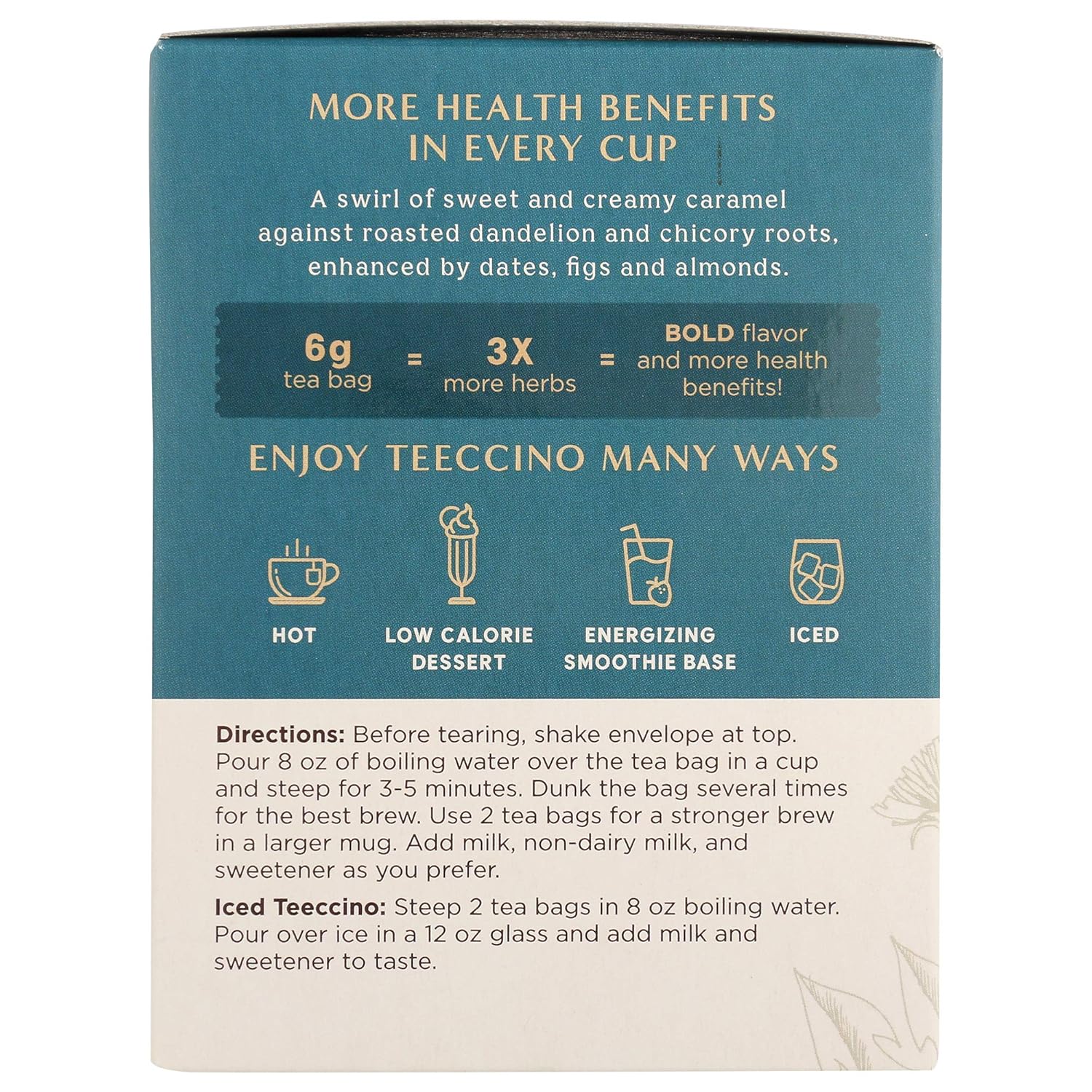 Teeccino Dandelion Dark Roast and Dandelion Caramel Nut Tea Variety Pack - Caffeine-Free, Roasted Herbal Tea with Prebiotics, Gluten Free - 10 Tea Bags (Pack of 4)