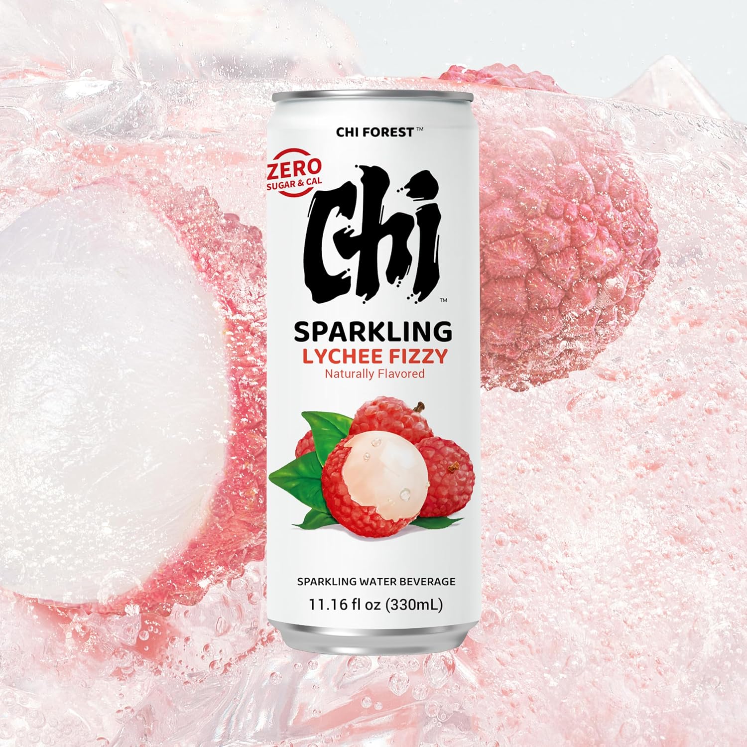CHI FOREST Sparkling Water Beverage, Lychee & White Peach, 2 Flavors, Zero Sugar, 11.16 fl oz Cans (Pack of 24)