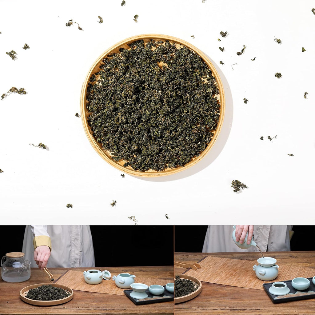 Gynostemma Pentaphyllum Jiaogulan Loose Leaf Emerald Green Tea 500g (17.61oz) – Dried Gynostemma Tea Leaves for Hot Iced Invigorating Beverages