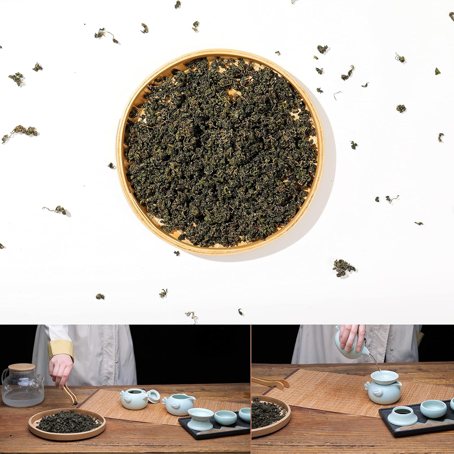 Gynostemma Pentaphyllum Jiaogulan Loose Leaf Emerald Green Tea 500g (17.61oz) – Dried Gynostemma Tea Leaves for Hot Iced Invigorating Beverages
