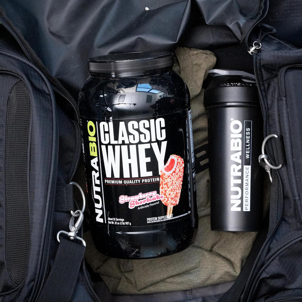 NutraBio Classic Whey Protein Powder Supplement - 25g of Protein Per Scoop - Full-Spectrum Amino Acid Profile with No Fillers, Artificial Colors, or Preservatives - Strawberry Shortcake, 2 Pounds