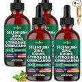 Thyroid Support Drops - Selenium, Zinc, Iodine, L Tyrosine, Ashwagandha, Turmeric, Schisandra Guggu, Cayenne, Basil - Liquid Supplement Folate Copper Alcohol -Free, Vegan, Non-GMO – 8 oz