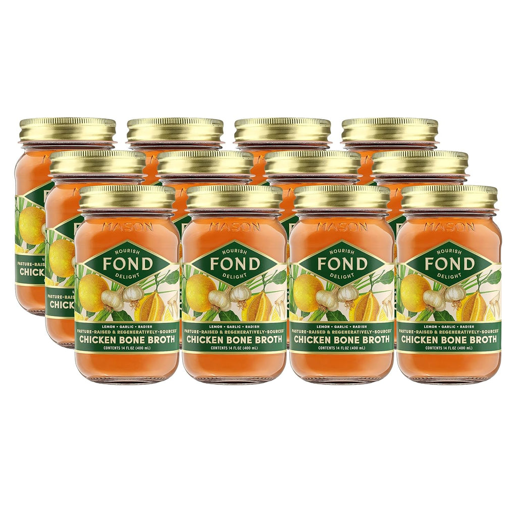 FOND Pasture-Raised Regenerative Chicken Bone Broth infused with Organic Lemon & Garlic