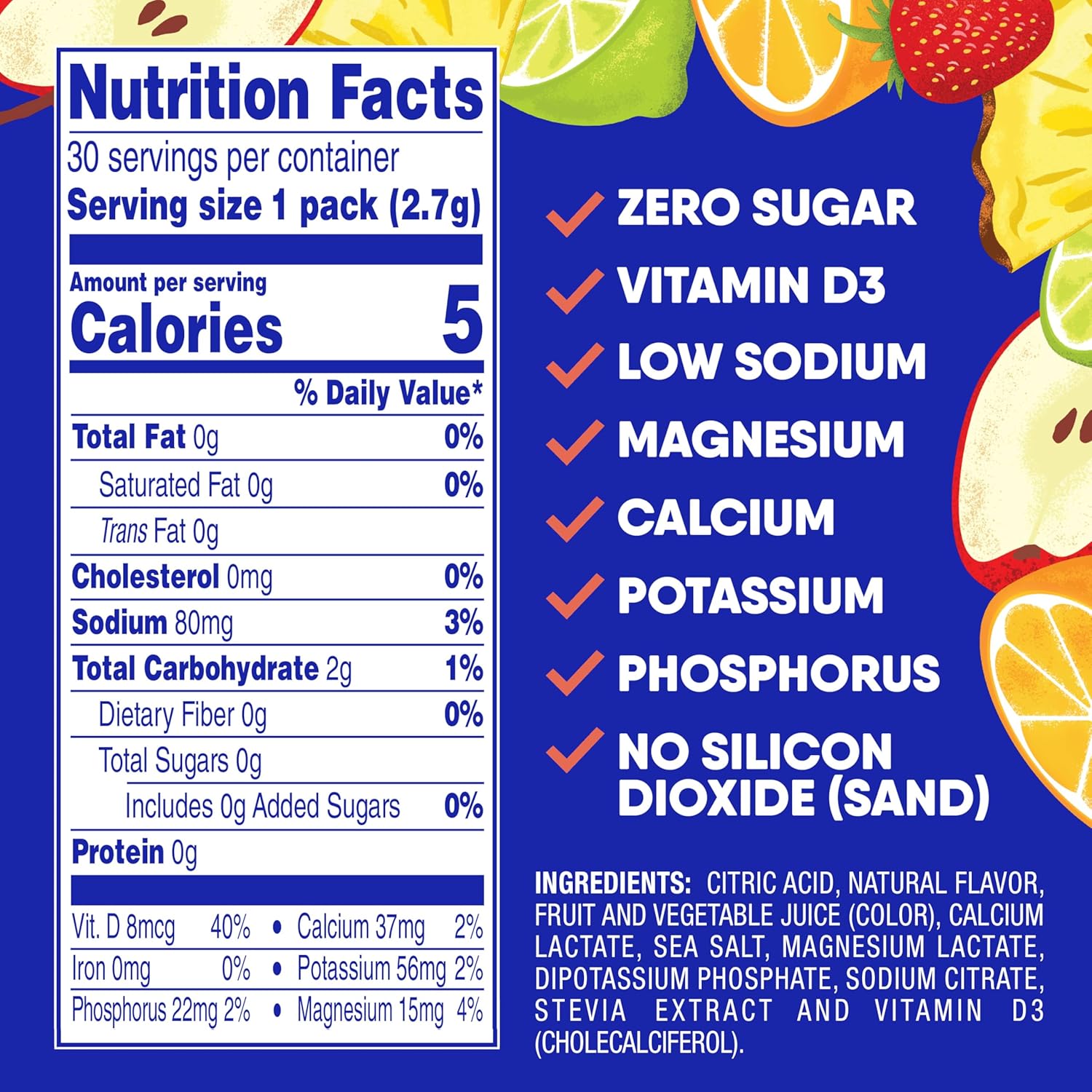 GoHydrate Instant Hydration Powder Packets - Low Sodium Electrolytes Drink Mix - Natural Hydration Support, Sugar Free Electrolyte Flavored Powder Drink with Vitamin D, 30 Packs, Fruit Punch