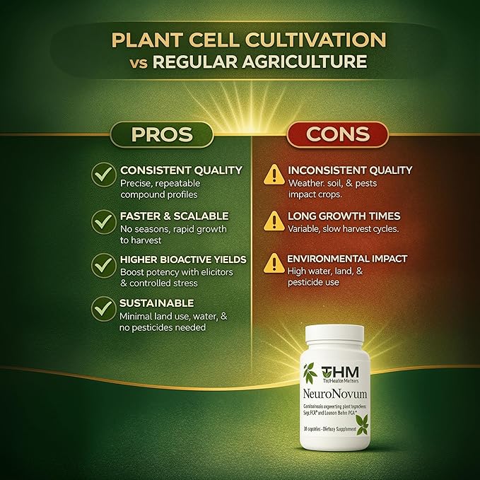 NeuroNovum Cognitive Support Capsules, 30 Count, with Plant Cell-Cultivated Sage & Lemon Balm, Brain Health Supplement for Focus, Memory and Mental Clarity