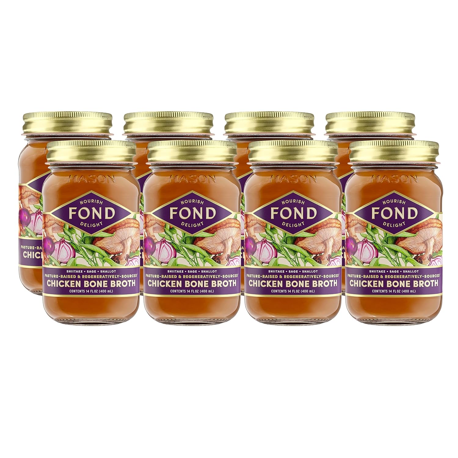 FOND Pasture-Raised Regenerative Chicken Bone Broth infused with Organic Shiitake & Sage