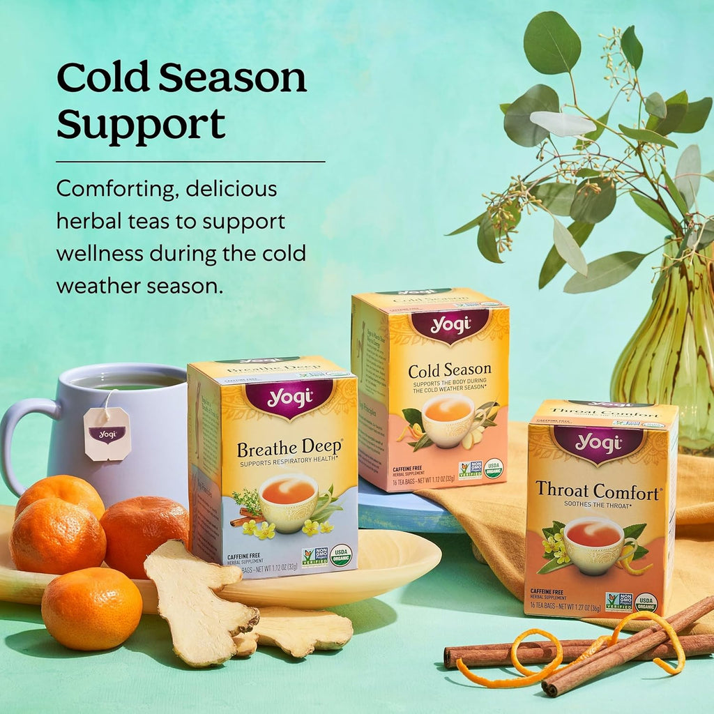 Yogi Tea Breathe Deep Tea - 16 Tea Bags per Pack (6 Packs) - Organic Respiratory Tea - Supports Respiratory Health - Includes Licorice Root, Eucalyptus Leaf, Ginger Root & Cinnamon Bark