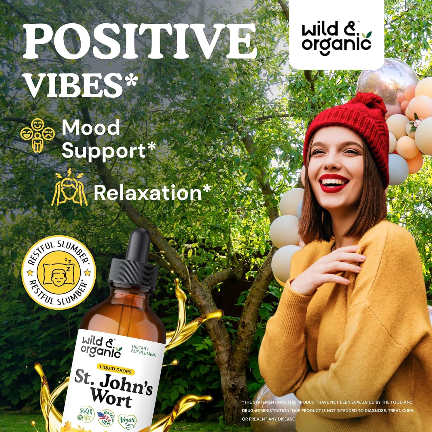 Wild & Organic St Johns Wort Tincture - Mood Support - Calming St John's Wort Supplement - Hypericum Perforatum Herbal Liquid Drops - Vegan, Sugar & Alcohol Free - 4 fl oz