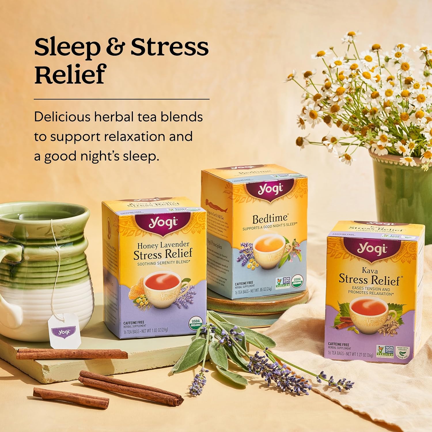Yogi Tea Cinnamon Horchata Stress & Sleep - 16 Tea Bags per Pack (6 Packs) - Organic Sleep Tea - Supports a Restful Sleep - Includes Ashwagandha, Passionflower & Apple Cider Vinegar