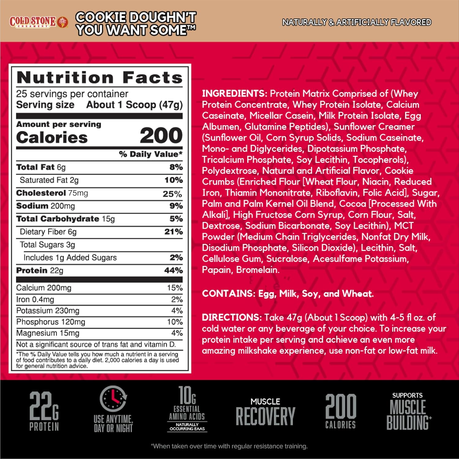 BSN Syntha-6 Whey Protein Powder, Cold Stone Creamery- Cookie Doughn't You Want Some, Micellar Casein, Milk Protein Isolate Powder, 25 Servings