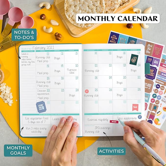 Legend Wellness Planner & Food Journal Pocket – Daily Diet & Health Journal with Weight Loss, Measurement & Exercise Trackers – Lifestyle & Nutrition Diary – Lasts 6 Months, 3.9x6.3″ – Dark Teal
