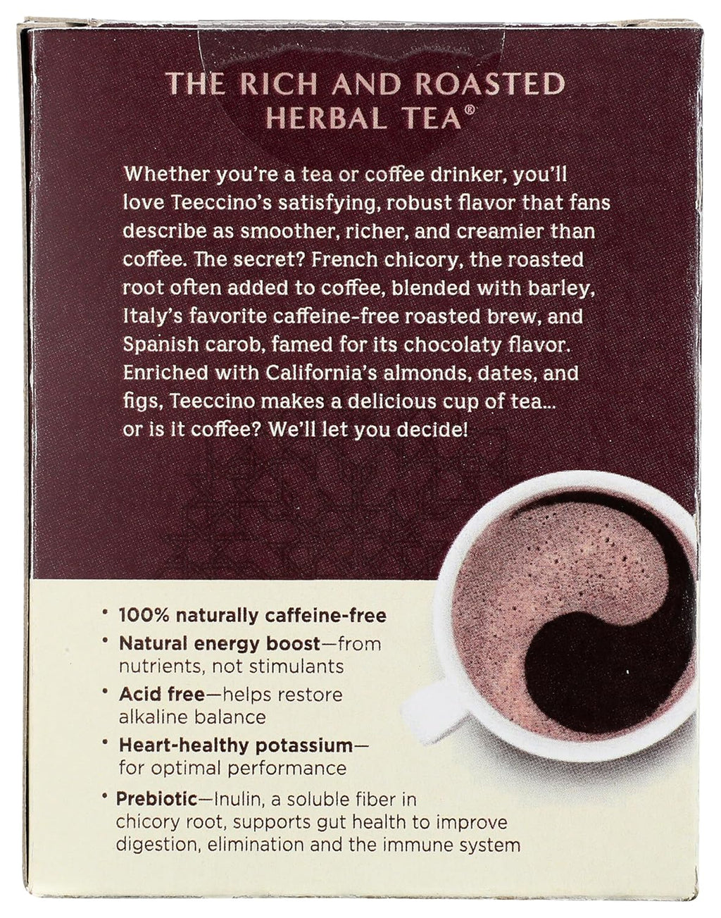 Teeccino Snickerdoodle Herbal Tea - Dessert Beverage That’s Prebiotic, Caffeine-Free & Acid Free, 10 Tea Bags