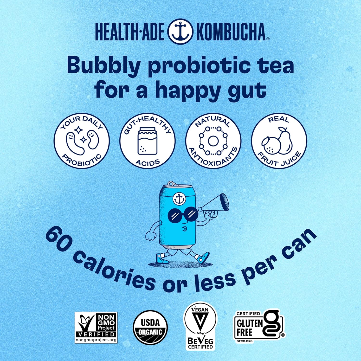 Health-Ade Organic Kombucha Tea, Fruity Favorites Variety Pack, 12-Pack (11.5 Fl Oz Cans) - Fermented with Probiotics, Supports Gut Health, Non-GMO, Vegan, Gluten-Free