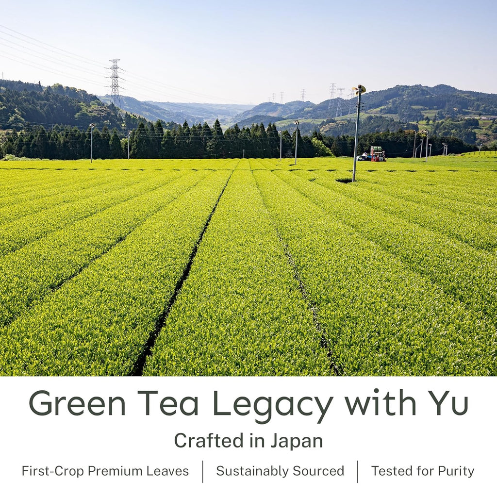 Yu Tea Organic Genmaicha Green Tea Powder, 30 Instant Packets | Japanese Green Tea & Roasted Brown Rice | Low Caffeine & Unsweetened | Relaxation, Antioxidants & Digestion | Single Serve Sticks