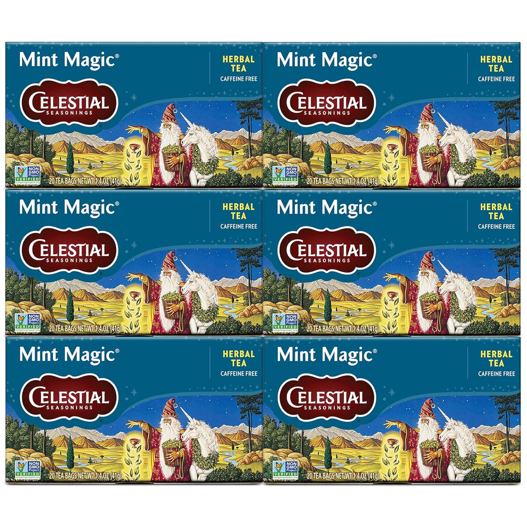 Celestial Seasonings Herbal Tea, Mint Magic,Caffeine Free, 20 tea bags (Pack of 6)