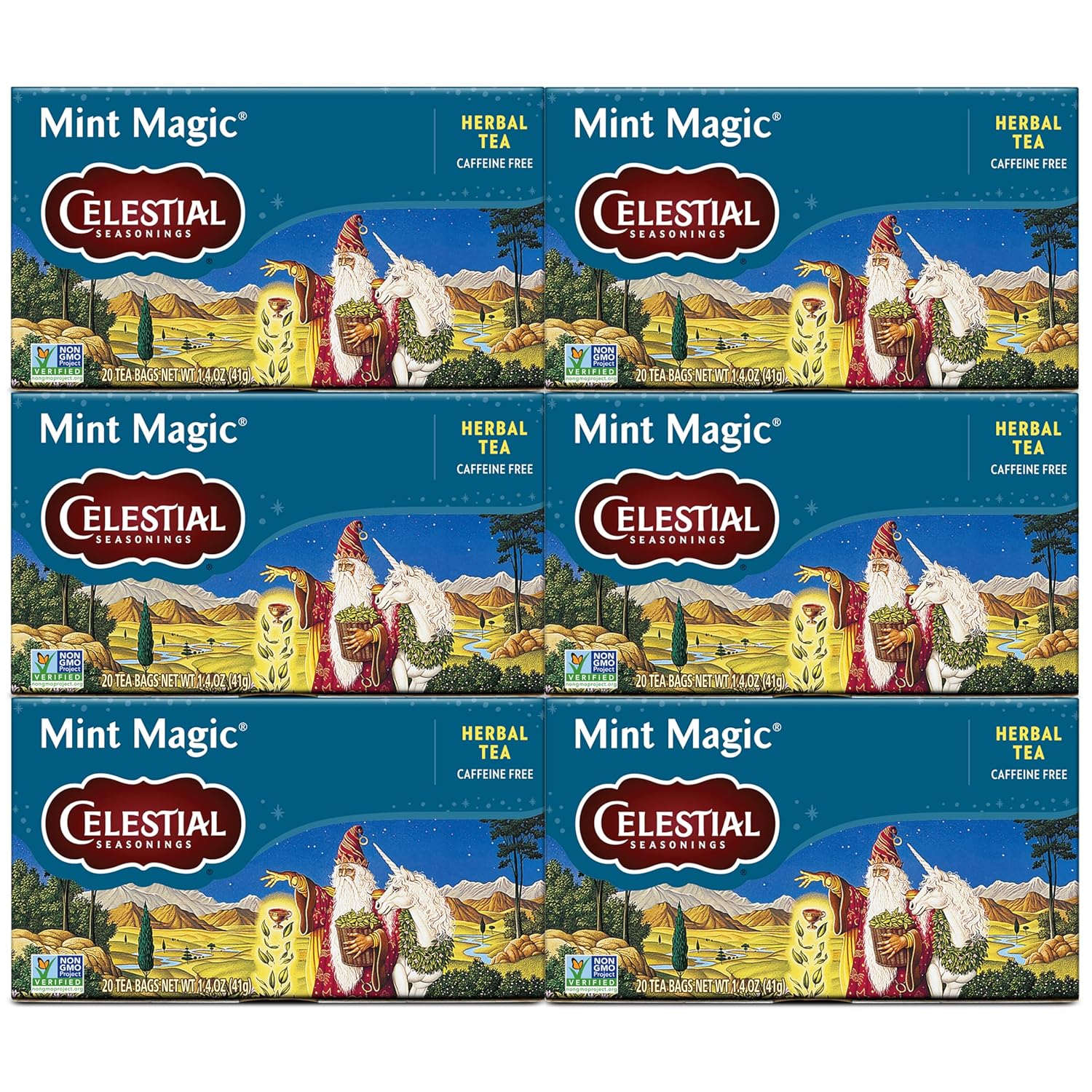 Celestial Seasonings Herbal Tea, Mint Magic,Caffeine Free, 20 tea bags (Pack of 6)