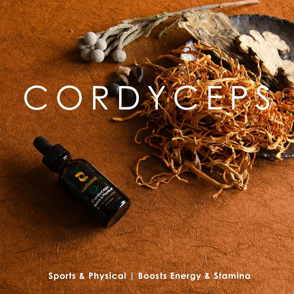 Redmint Cordyceps Mushroom Herbal Tincture -Sports & Physical | Rooted in Ancient TCM Wisdom | Organic Energy & Stamina Support Mushroom Blend Supplement | Natural Endurance & Immune Support | 1 Fl oz