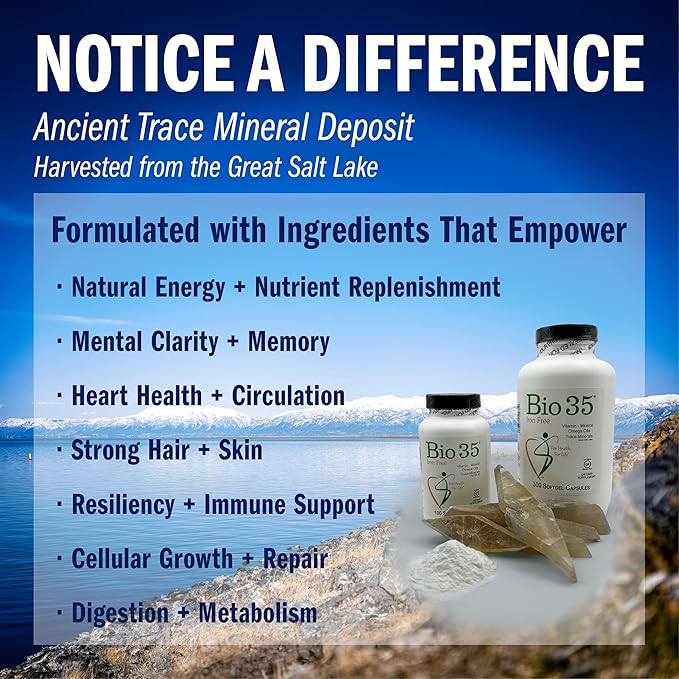 Bio-35 100ct Iron Gluten & Soy- Free Daily Multivitamin for Men & Women Wellness – High Potency Softgel with Trace Minerals, Vitamin D3, Vitamin A, Flax Seed Oil - Immune Support, Digestion, & Energy
