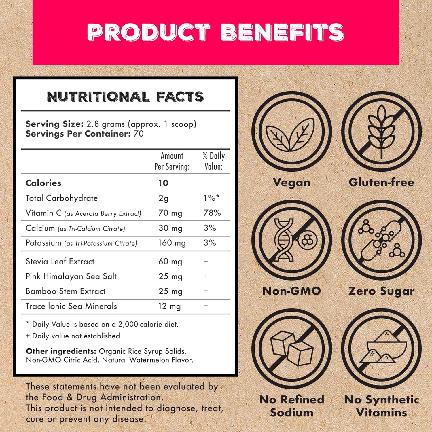 Superieur Electrolytes – Plant Based Electrolyte Supplement w/Sea Minerals for Hydration & Recovery – Keto Friendly, Non-GMO, Zero Sugar, Vegan Healthy Sports Drink Powder – Raspberry (70 Servings)