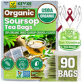 KEYXE - USDA Organic Soursop Graviola Leaves Tea 90 Bags. Non-GMO Verified , 100% Organic Soursop Leaves for Digestion, Boosting Immune, Improving Sleep & Skin Health, Gluten Free, Caffein Free , Hojas De Guanabana Tea Organica, Eco-Conscious Tea Bags